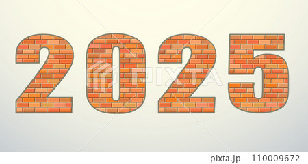 Vector font build out of red bricks. New Year numerals isolated on white background Vector font build out of red bricks. New Year numerals isolated on white background 110009672