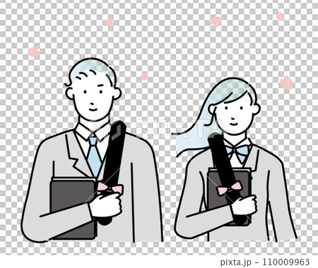 Student man and woman - upper body - graduation - person simple vector illustration material Student man and woman - upper body - graduation - person simple vector illustration material 110009963
