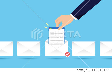 メール開封のイメージイラスト、ベクター 110010127