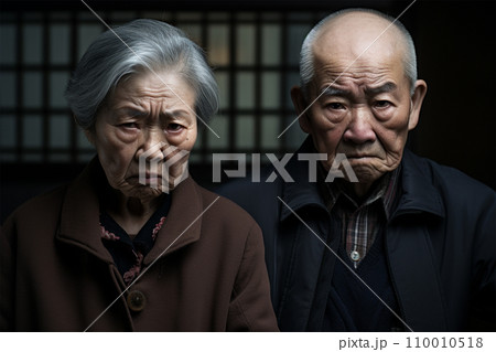 怒っている日本人の老夫婦 怒っている日本人の老夫婦 110010518