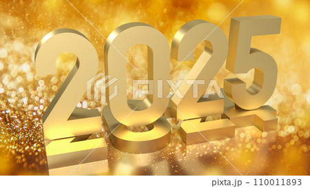 The gold number 2025 for Business concept 3d rendering. 110011893