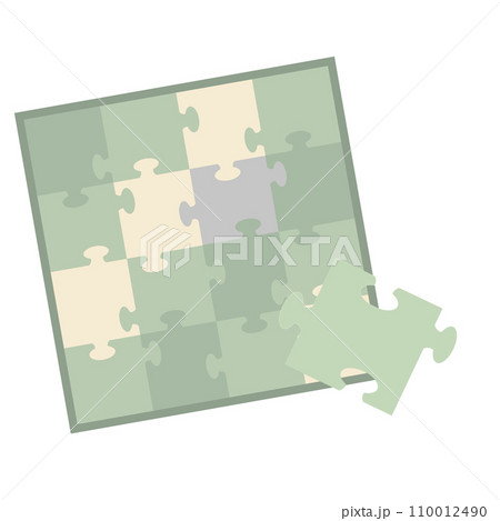 くすみ系カラーのあと1ピースで完成するパズルのイラスト 110012490