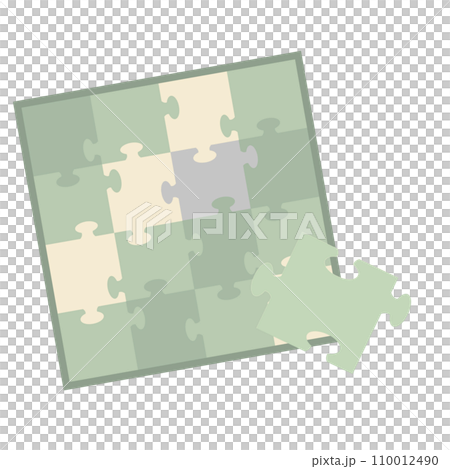 くすみ系カラーのあと1ピースで完成するパズルのイラスト 110012490