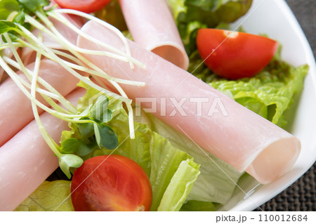 ハム野菜サラダのアップ。 110012684