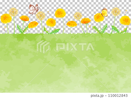 Landscape illustration with fields and dandelions 110012843