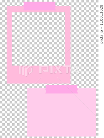 壁に貼ったピンクのポラ写真風フレームとメモ帳フレーム 壁に貼ったピンクのポラ写真風フレームとメモ帳フレーム 110013029