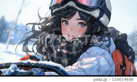 ［AI生成画像］スノーモービルに乗る少女13 110014686