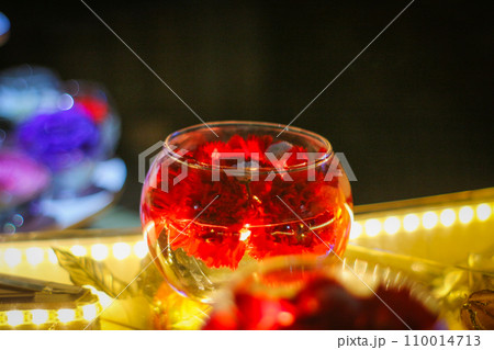 【冬素材】花手水のイルミネーション 110014713