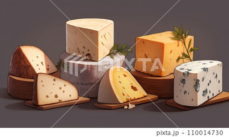 [AI生成画像]様々な種類のチーズ8 110014730