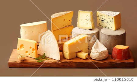 [AI生成画像]様々な種類のチーズ2 110015010