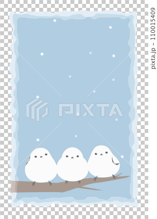 Picture postcard: Three Japanese tits - Winter greetings 110015409