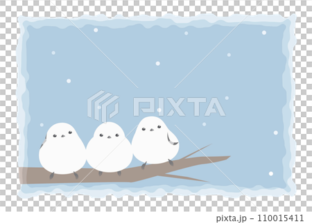 Picture postcard: Three Japanese tits - Winter greetings 110015411
