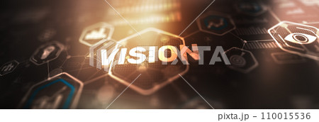 Vision Icon on virtual screen. Business vision presentation Vision Icon on virtual screen. Business vision presentation 110015536