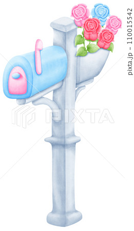 Watercolor Valentine Love Letter and mailbox Clipart Watercolor Valentine Love Letter and mailbox Clipart 110015542