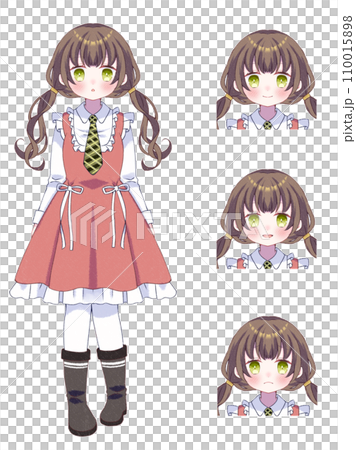 Standing picture material 3 types of facial expressions 3 110015898