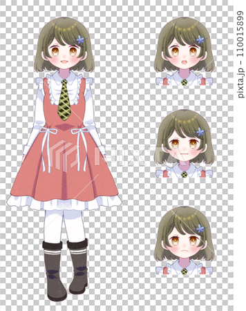 Standing picture material 3 types of facial expressions 4 110015899