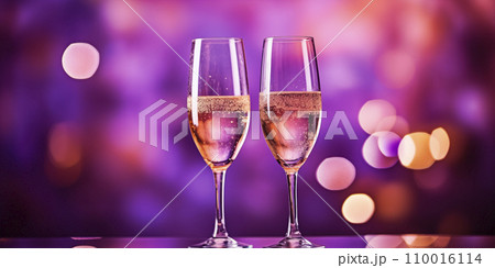 シャンパンで乾杯　記念日イメージ（AI生成画像） 110016114