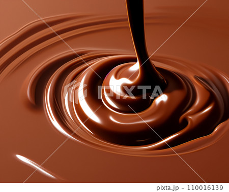 上から注がれるチョコレート　AI画像 110016139