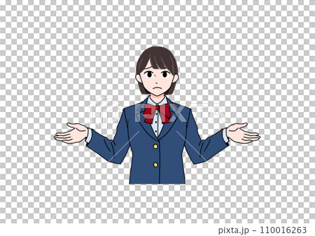 女學生困惑地舉手的插圖 女學生困惑地舉手的插圖 110016263