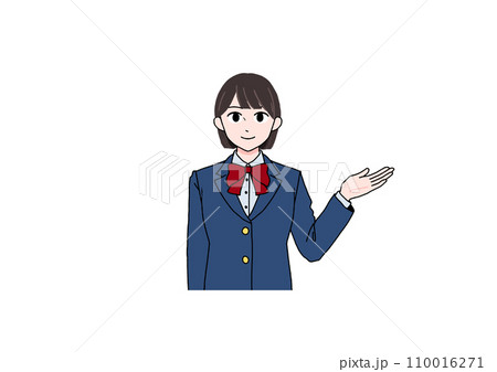 笑顔で案内する女子学生のイラスト 笑顔で案内する女子学生のイラスト 110016271