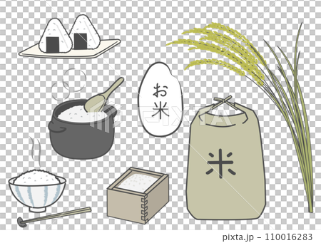 お米に関するイラストのセット お米に関するイラストのセット 110016283