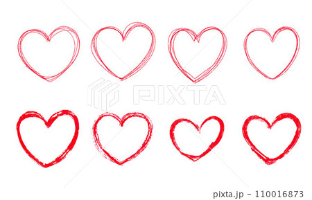 手描きで描いたハートの水彩画イラスト素材 110016873