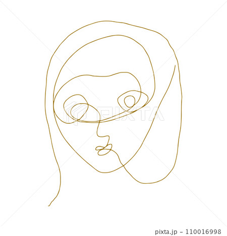 continuous line face abstract art for element, decoration and illustration. line art 110016998