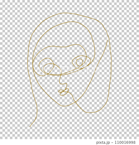 continuous line face abstract art for element, decoration and illustration. line art 110016998