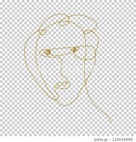 continuous line face abstract art for element, decoration and illustration. line art 110016999