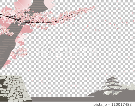 Background material of cherry blossoms and castle (hanafubuki) Background material of cherry blossoms and castle (hanafubuki) 110017488