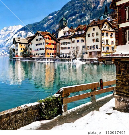 冬の風情のスイス 110017495