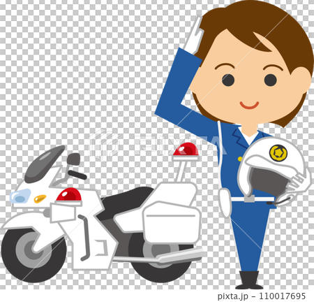 Image illustration of a female motorcycle police officer saluting Image illustration of a female motorcycle police officer saluting 110017695