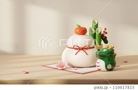 3D Japanese kagami mochi card 110017815