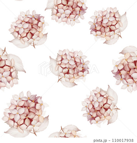 Seamless pattern with hydrangea in watercolor style 110017938