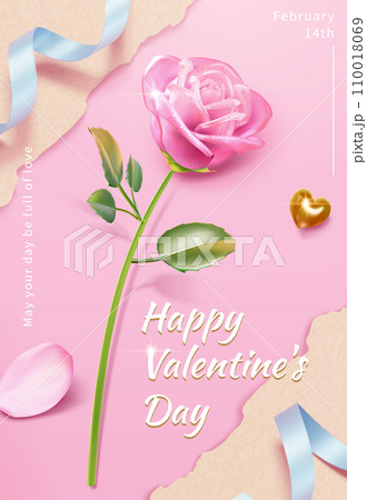 3D Valentine pink glass rose poster 3D Valentine pink glass rose poster 110018069