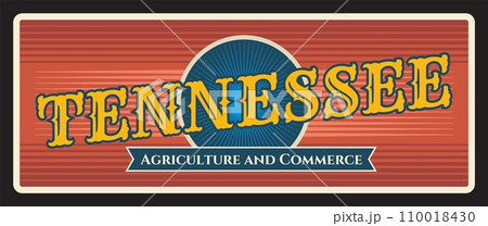 Tennessee metal travel plate, agriculture and commerce state. United states old sign, signboard retro typography, inscription vector. Nashville capital, retro signage of Tennessee Tennessee metal travel plate, agriculture and commerce state. United states old sign, signboard retro typography, inscription vector. Nashville capital, retro signage of Tennessee 110018430