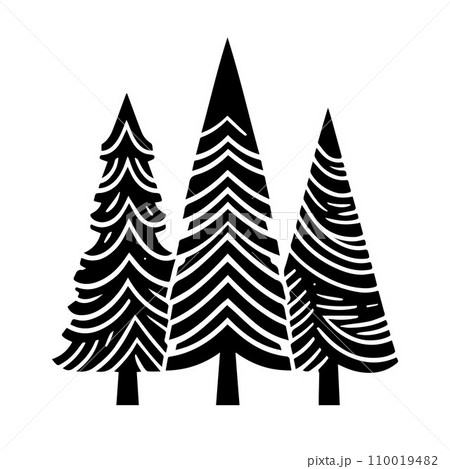 Silhouette Solid Vector Icon Set Of Christmas...のイラスト素材 [110019482] - PIXTA