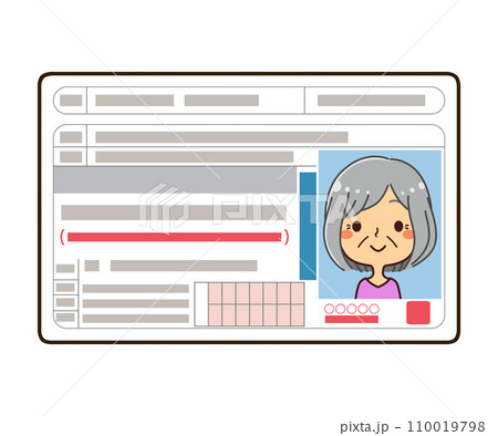 運転経歴証明書　シニア女性　イラスト素材 110019798