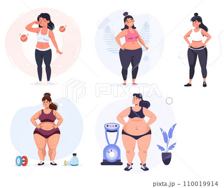 Set of exercises woman fat loss 110019914