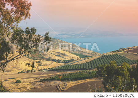 View from the hill of the Sea of Galilee, Tiberias, Israel View from the hill of the Sea of Galilee, Tiberias, Israel 110020670