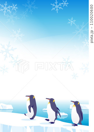 氷上を歩くペンギンのイラスト 110020680
