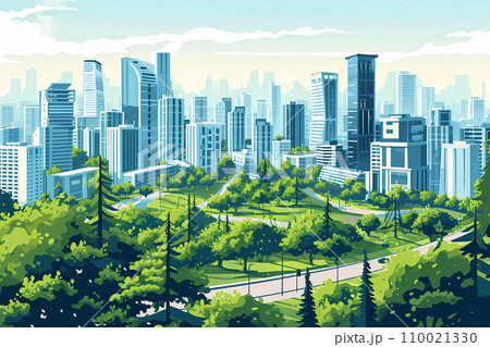 公園が見える都会の風景 公園が見える都会の風景 110021330