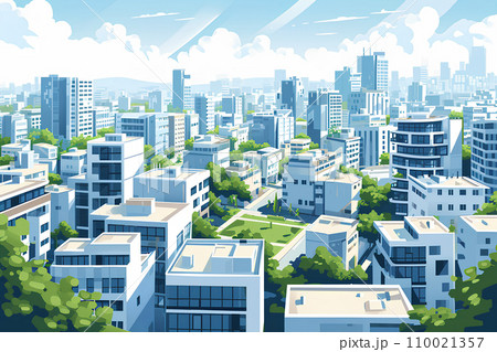 地平線の見える都会の風景 地平線の見える都会の風景 110021357