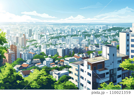 地平線の見える都会の風景 地平線の見える都会の風景 110021359