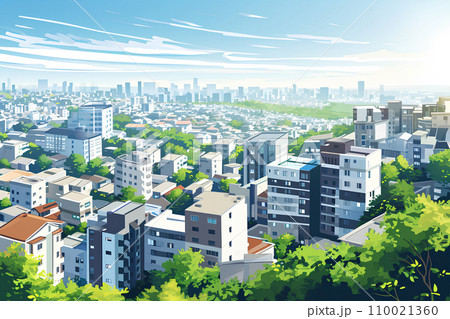 地平線の見える都会の風景 110021360