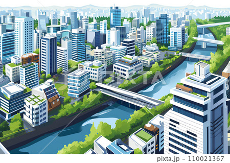 川のある都会の風景 川のある都会の風景 110021367