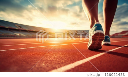 AI-generated content. Runner feet with sneakers 110021428