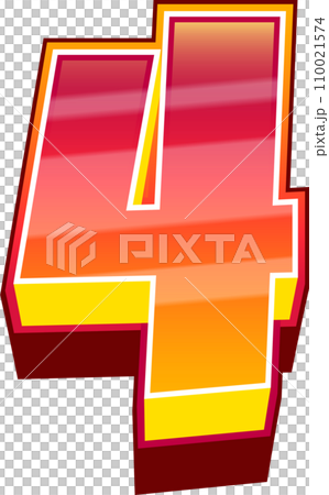 Orange Comic Stripped Alphabet Number 4のイラスト素材 [110021574] - PIXTA