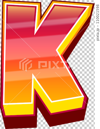 Orange Comic Stripped  Alphabet Letter K 110021598