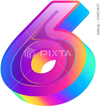Neon Bold Gradient Alphabet Number 6のイラスト素材 [110021617] - PIXTA